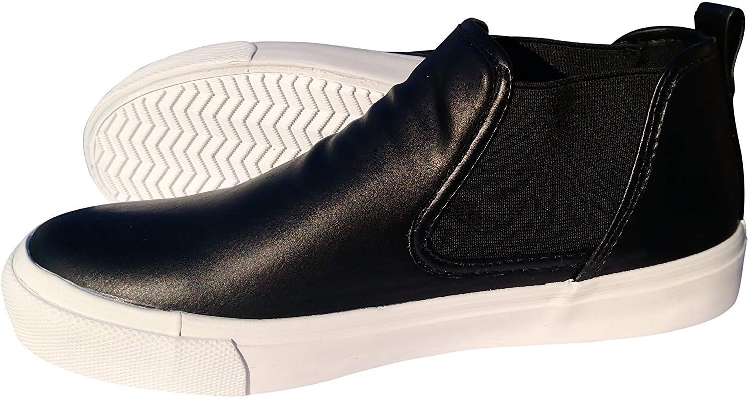 Nimble House Women's PU Leather Black and White Elastic Side Panel Ankle Boots (Size -5/38)