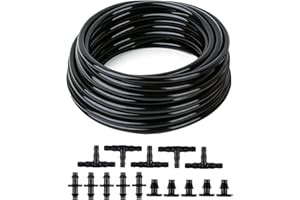 LA FARAH 1/4 Inch Drip Irrigation Tubing: 50ft Blank Distribution Tubing Kit With 1/4" Fittings - Drip Hose for Drip System Users