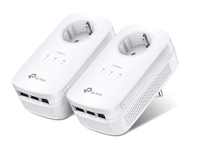 TP-Link TL-PA8030P KIT Powerline Adapter (1300Mbit/s Steckdose Powerline, 3x Gigabit Port, 2*2-MIMO, Plug & Play, energiespar