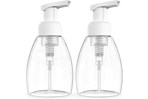 BRIGHTFROM Foaming Soap Dispenser Pump Bottles, BPA Free Empty Refillable Plastic Container for Liquid Soap - Kitchen, Bathroom, Commercial - 8oz (250ml) Pack of 2 Clear