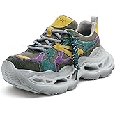 Drikler Women's Chunky Sneakers Stylish and Comfortable Lace-Up Platform Athletic Shoes That Fashion Walking Shoes
