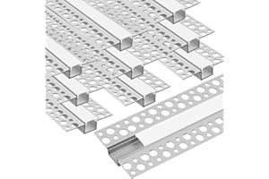 YGS-TECH Plaster-in LED Channel 10-Pack 3.3FT/1M, LED Aluminum Channel with Milky Diffuser, Trimless Recessed Drywall Aluminum Channel Diffuser Profile for Strip Light on Wall and Ceiling