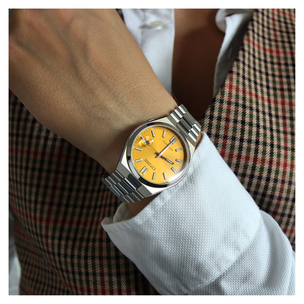 Citizen Automatik Herren Armbanduhr aus Edelstahl in der Farbe Silber-Orange 40mm, Wasserdichtigkeit: 5Bar, NJ0150-81Z 6