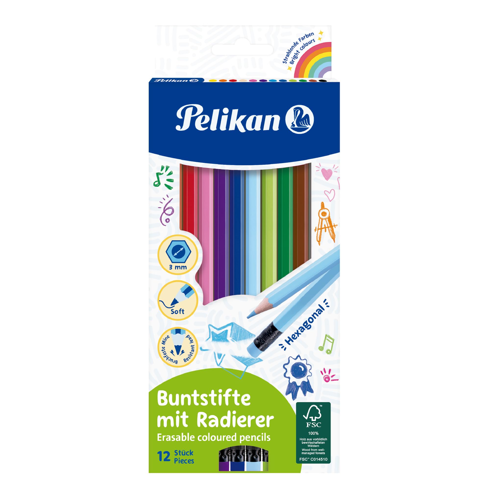 Pelikan Erasable Hexagonal Coloured Pencils (Pack of 12) - 700689