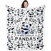 SWEBUTO Panda Blanket Gifts for Girls Women Flannel Just A Girl Who Loves Pandas Throw Blankets Plush Stuff Animal Pandas Gifts for Panda Lovers Kids Adults Birthday Decorations 50"X40"