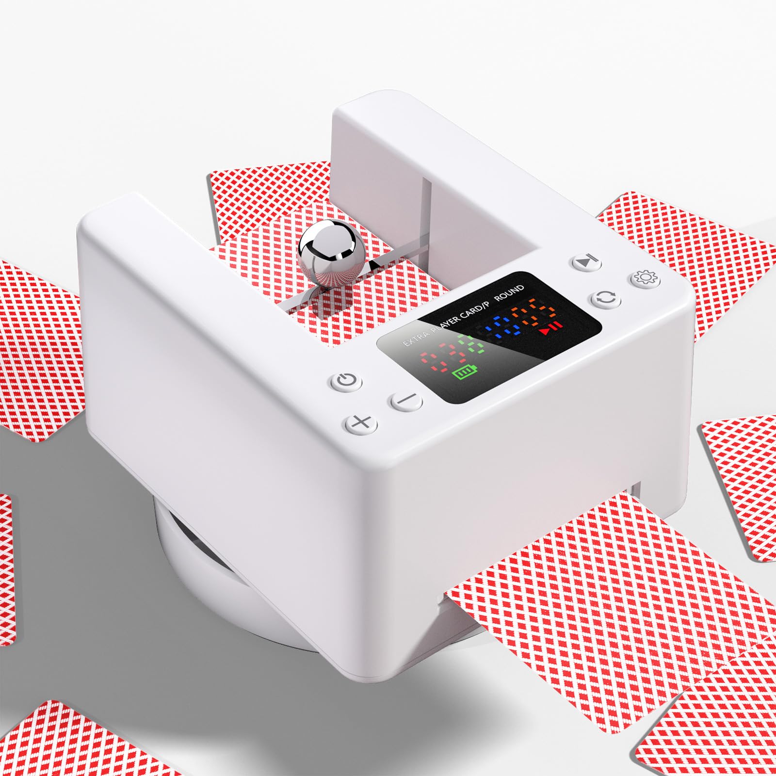 Photo 1 of *NOt FUNCTIONAL: SELL FOR PARTS*Seektain Automatic Card Dealer Machine for Poker: Rechargeable Auto Card Distributor for 1/2 Decks - 180°360° Rotation Quiet Card Dealing Dispenser for Texas Holdem Blackjack Bridge Card Game - White