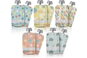 LITTLE WHISPERS LittleWhispers Reusable Baby Food Pouches - Refillable with Applesauce, Yogurt, Fruit Puree, Smoothie - 10 Pack - Toddler & Kids Squeeze Pouch