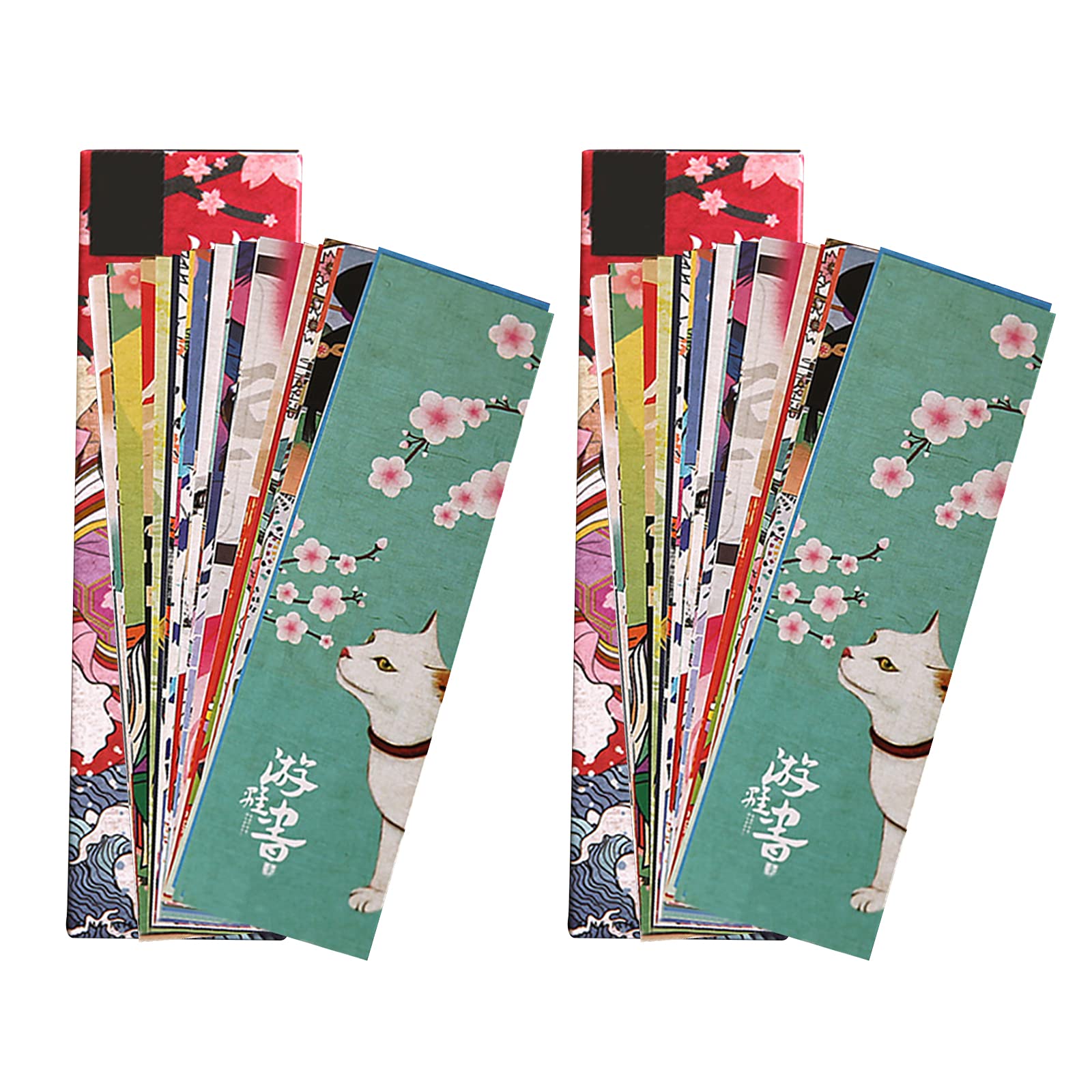 Fyfjur 60 Sheets Vintage Japanese Style Paper Bookmark Set - Creative Writable Paper Book Marks Gift for School Students, Book Friends as Reading Markers