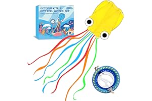 Kaiciuss Octopus Kites for Kids & Adults Easy to Fly, 24”x 158” Large Soft Kite Kit for Boys and Girls, Single Line 3D Beach Kite Set for Teens,Perfect for Outdoor Activities