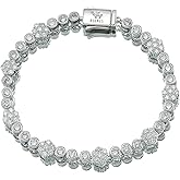 Eseres Tennis Bracelets for Women 7in Gold Plated Bracelet for Men Round Zircon Silver Tennis Bracelet Classic Hip Hop Hand Chain Jewelry Gift