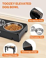 Toozey Raised Dog Bowl Height Adjustable Elevated Bowls 2x1200ml Stainless view 4