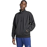 adidas Men's All SZN Fleece Quarter-Zip Crewneck Sportswear Sweatshirt, Black, Large