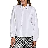 Karl Lagerfeld Womens Classic Button-Down Shirt with Puff Sleeves