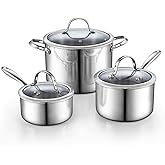 Cooks Standard Stainless Steel Pots and Pans Set, Multi-Ply Clad Cookware Set 6 Piece, Kitchen Induction Cooking Set, Silver
