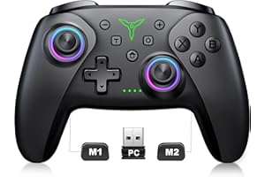 AIFASTERFLY PC Controller, Wireless Bluetooth Controller, 1000mAh Battery, with Hall Effect Joysticks & Triggers, No Dead Zone, No Stick Drift, Controller for PC, Switch, iOS and Android, Cool Dynamic Light