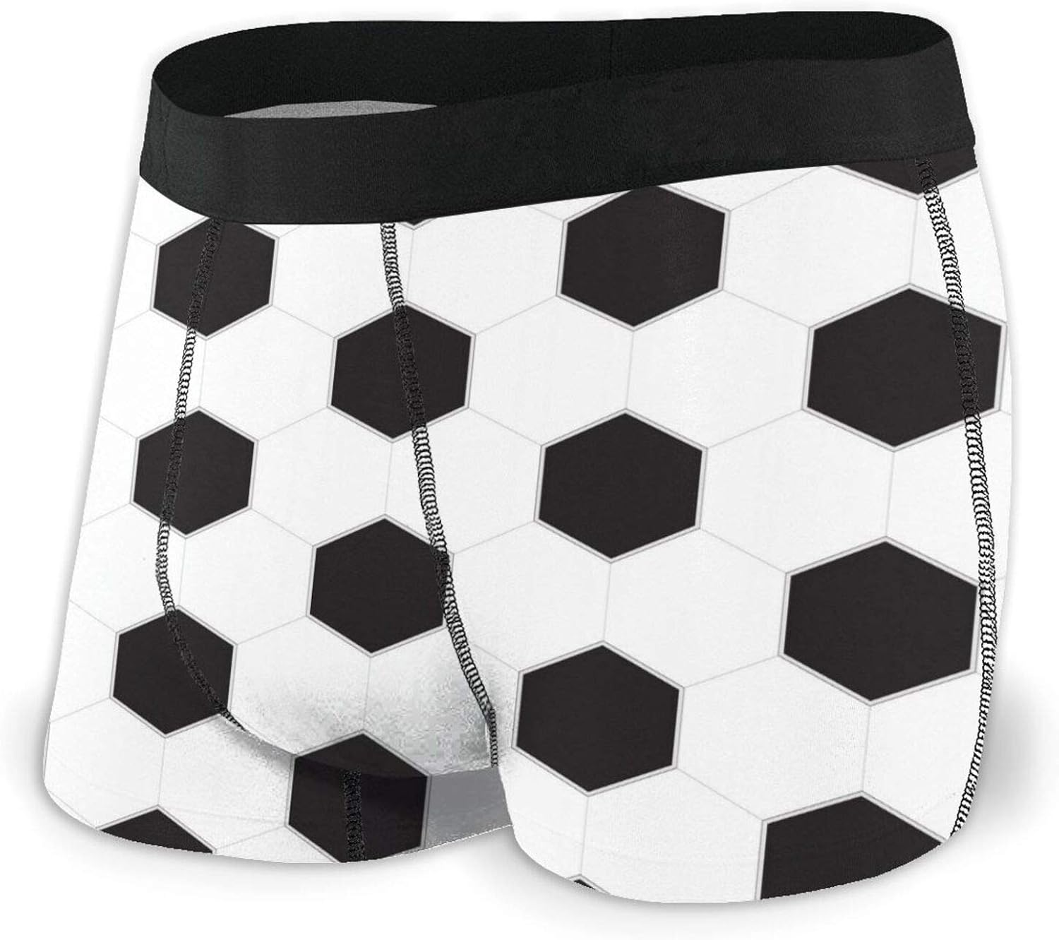 POCKWEEN Football Pattern Men Breathable Boxer Brief Stretchy Underwear with Flex Waistband at