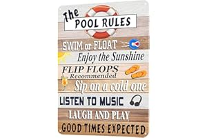 Jacevoo Metal Signs Pool Rules Tin Sign Vintage Pool Rules Wall Decoration Outdoor Swimming Pool Decor Sign 12x8 Inch