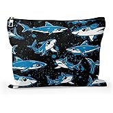 Cafl Underwater World Shark Makeup Bag Shark Toiletry Bag Cosmetic Bag for Women Large Capacity Makeup Bags Travel Toiletry Bag Accessories Organizer 10 * 8in