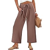 Caracilia Womens Wide Leg Palazzo Pants Cropped High Waisted 2026 Summer Casual Loose Lounge Flowy Travel Work Trousers