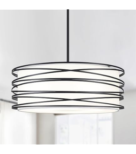 Black Pendant Light With Hand-Blown Seeded Glass & Spiral Cage – 6.3″ Dual-Shade Hanging Light For Kitchen Island, Dining Room, Or Foyer
