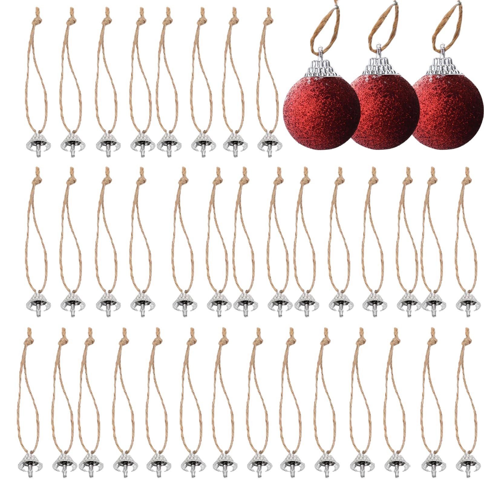 HEMOTON 100pcs Christmas Ornaments Hanger String,Christmas Tree Ornament Hanger Strings,Precut Hanging Ropes for Christmas Tree Ornament Decorations,Christmas Ornament Ball Caps Diameter 1. 6cm