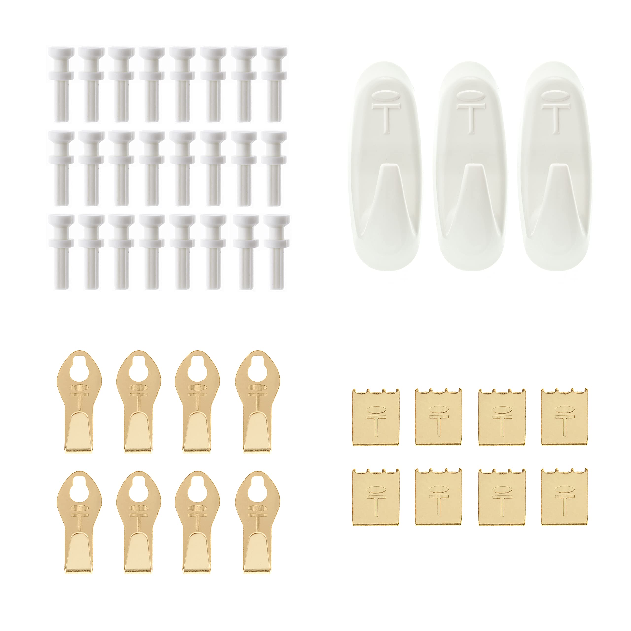 Takker Hardwall Refill Kit Set of 24, 8 x Picture Hooks and 8 x Canvas Print Hangers, 3 x Medium Hooks - Hang Up to 12kgs - for Pictures Canvas Utensils Tools on Brick, Plaster, Tiles Hard Surfaces