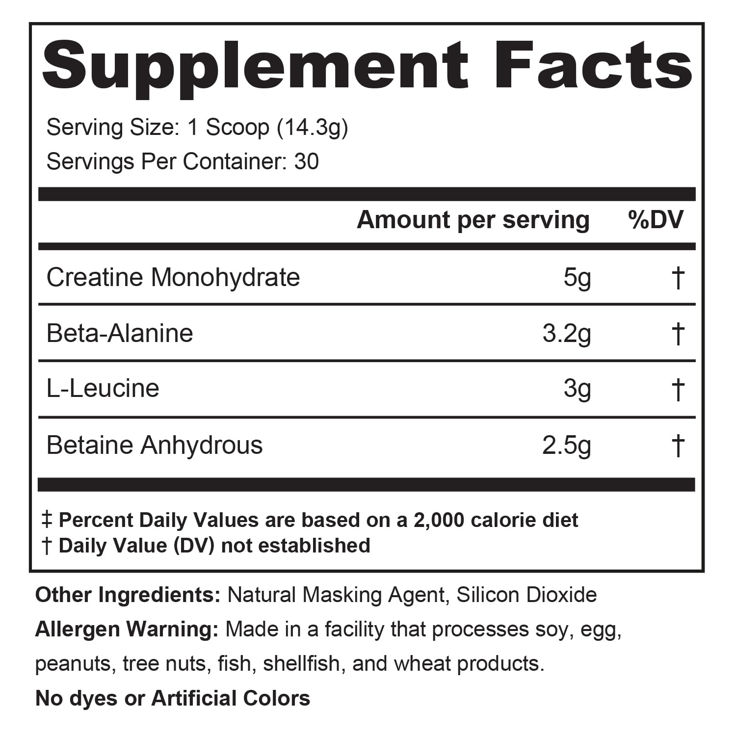 Fundamentals Intra or Post Workout Recovery Drink: 4 Key Ergogenic Aids for Maximum Performance and Muscle Growth: Creatine, Beta-Alanine, Betaine, and Leucine, 30 Servings, Unflavored