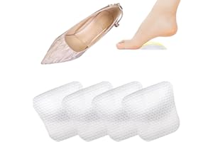 FOWSRHRG 2 Pairs Arch Support Inserts Women for Flat Feet, Reusable Gel Arch Pads for Plantar Fasciitis Relief, Adhesive Arch Supports Cushions for Relieve Feet Pressure (Clear, High)
