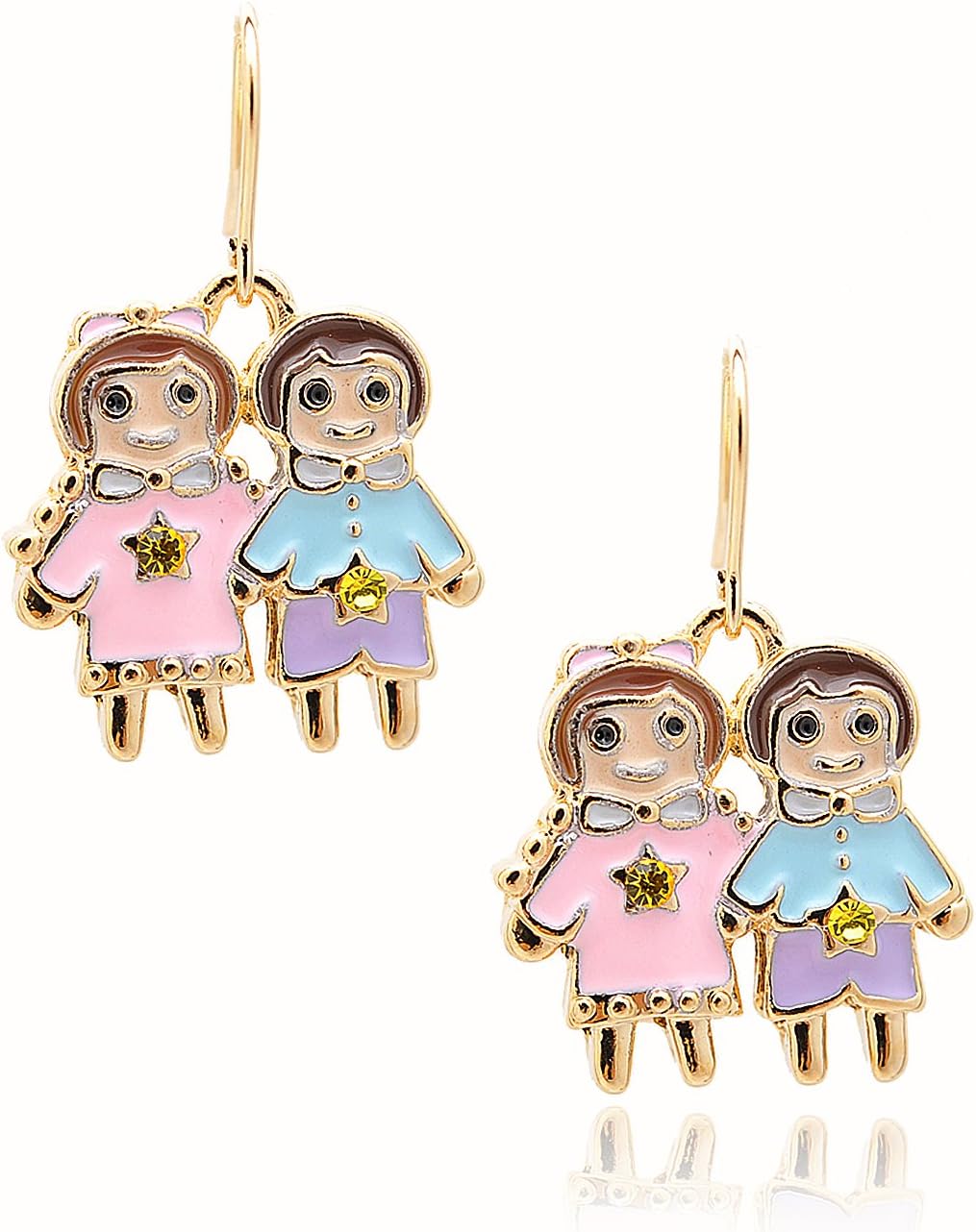 Gold Plated Whimsical Zodiac Sign Dangle Earrings (Gemini)