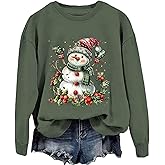 blucagand Snowman Christmas Sweatshirt Jolly Snowman Sweatshirt For Women