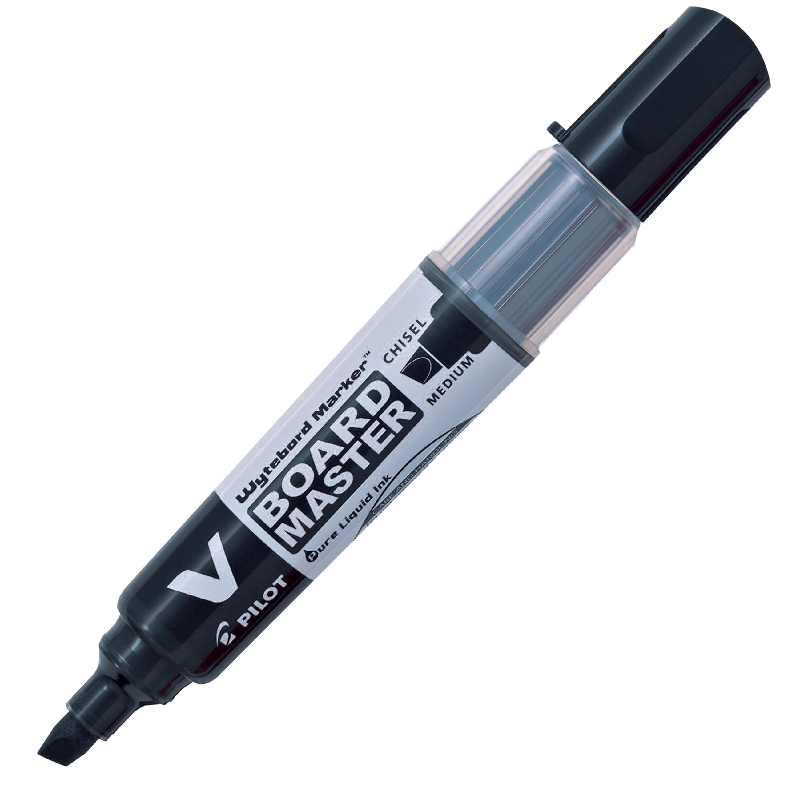 Pilot Begreen Recycled V Board Master Whiteboard Marker Chisel 2.2 - 5.2 mm Tip - Black, Box of 10