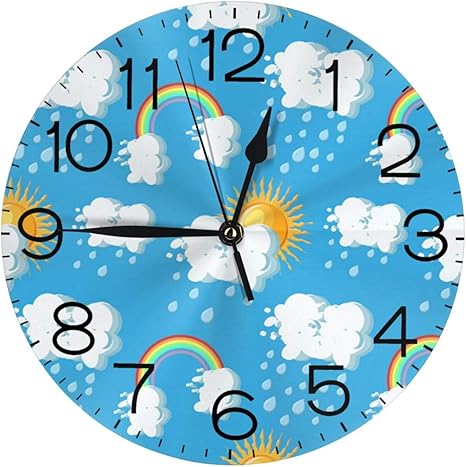 Amazon 夏の天気 壁掛け時計 掛け時計 丸い デジタル 連続秒針 静音 電子掛け時計 家の装飾 オフィス レト デスクトップの装飾 ギフト 置き時計 掛け時計 オンライン通販