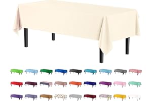 4-Pack Ivory Plastic Table Cloth - 54In. x 108In. Disposable Tablecloth for Parties - Rectangle Tablecloth - Disposable Table