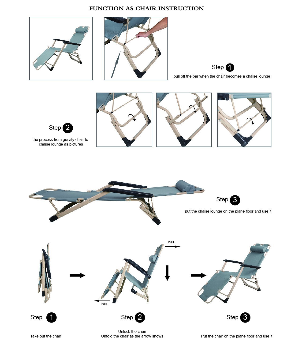 ZOCY Folding Lounge Chairs Folding Outdoor Recliner Furniture for Outdoor or Indoor