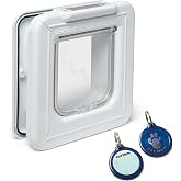 Cat Mate Elite I.D. Disc Cat Flap with Timer Control, White | Suitable for Small to Medium Cats, Electronic Entry System, 2 I.D. Discs, LCD Display, Suitable for up to 9 cats