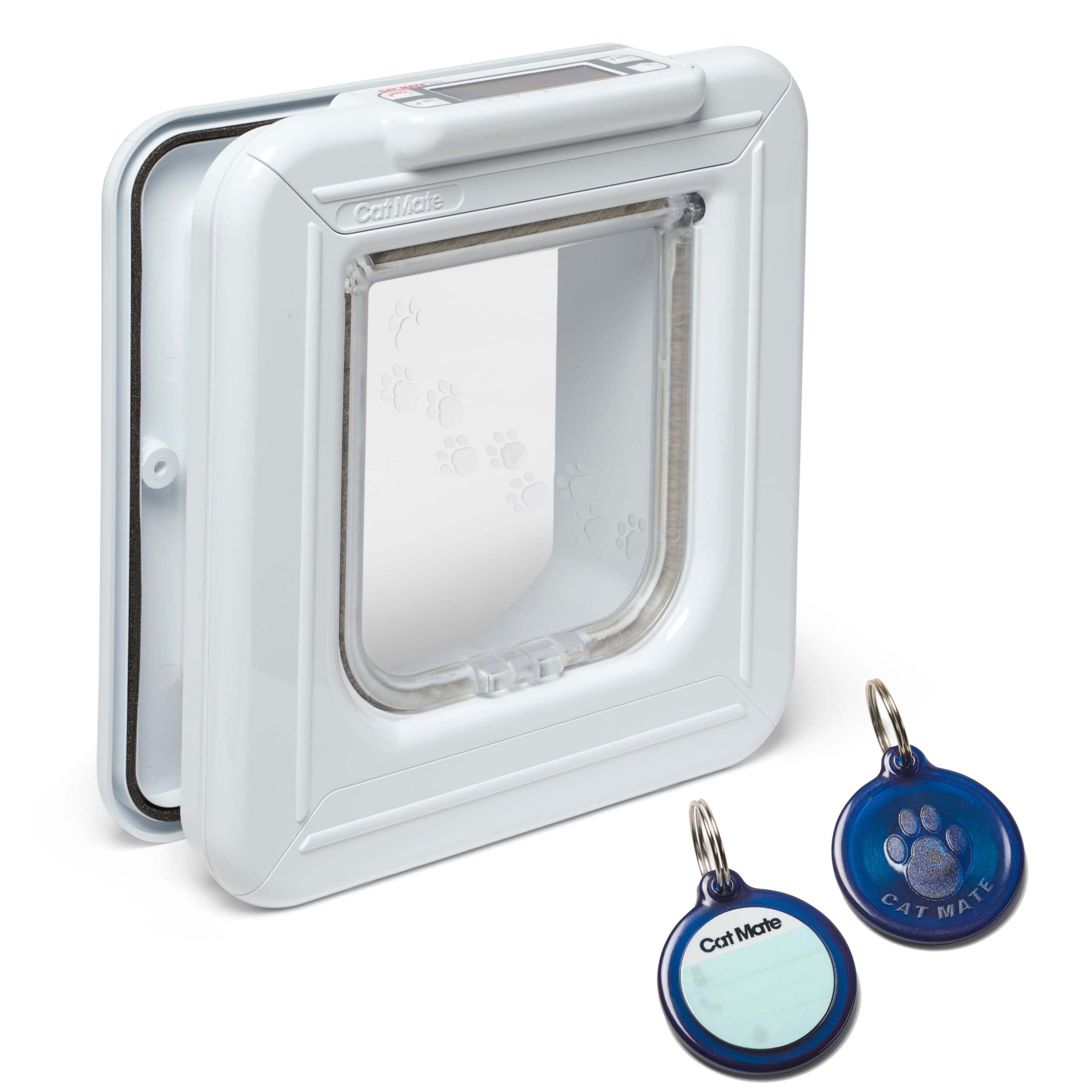 Cat Mate Elite I.D Disc Cat Flap with Timer Control (305) - Compatible with Pet Mate I.D Discs, for Small to Average Sized Cats, for Glass, UPVC, Walls and Wood, White