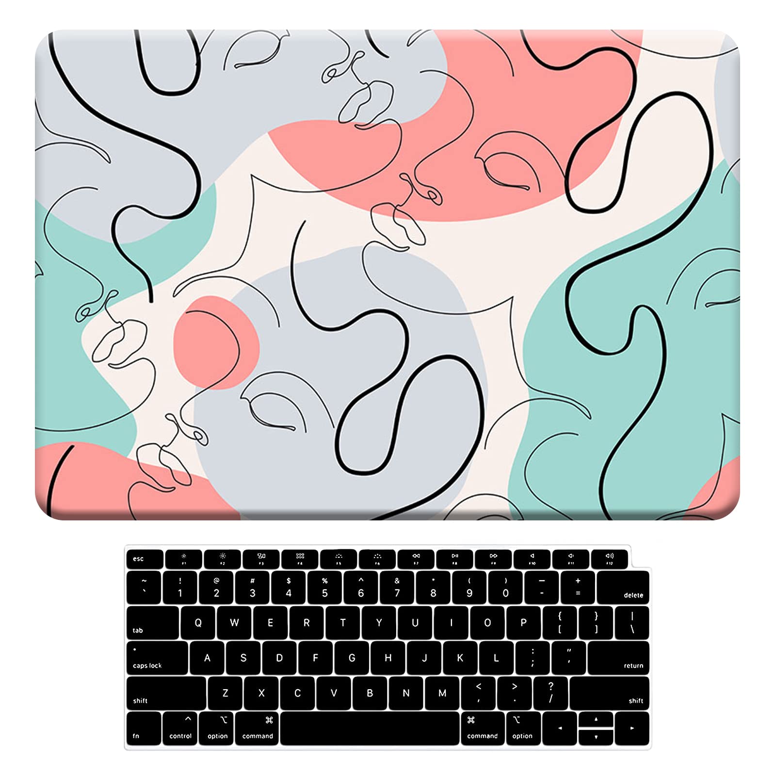 BYCeKe Compatible for MacBook Pro 13 inch Case 2024 2023 2022-2016 M2 M1 A2338 A2289 A2251 A2159 A1989 A1706 A1708 with/without Touch Bar, Slim Hard Plastic Shell Case & Keyboard Cover, Abstract Face — image 1
