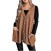 winkbay Women's Plus Size Button Down Sweater Vest Dressy Casual V Neck Sleeveless Knit Cardigan with Pockets