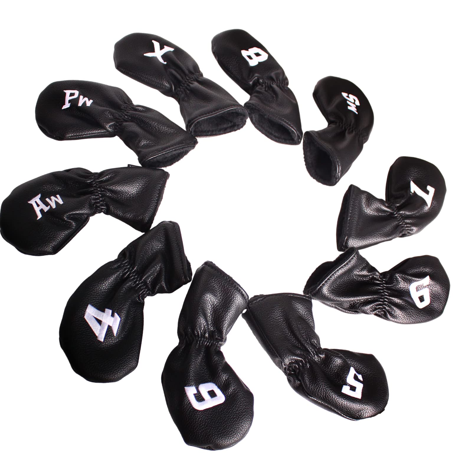 Andux 10Pack PU Golf Irons Club Head Covers with Number on both Sides Black MT/PU02
