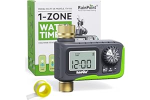 RainPoint Hose Timer with Brass Inlet and Outlet (Green)