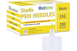 Medhome Medhome Insulin Pen Needles 200ct/box 33G 4 mm (5/32”), Diabetic Needles for Insulin Injections, Compatible with Most Diabetes Pens, Universal Fit