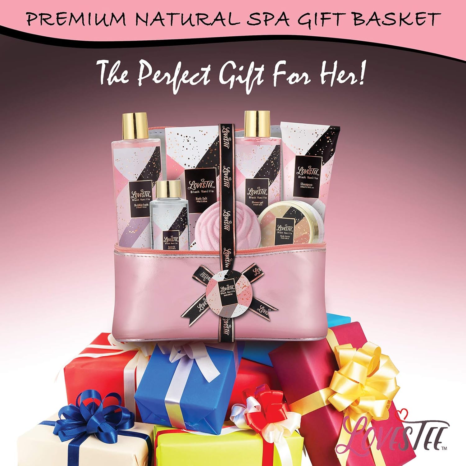 Bath & Body Spa Gift Basket for Women, Best Gift Idea for Christmas, Mother’s Day & Birthday, Black Vanilla Set Includes Bubble Bath, Shower Gel, Shampoo, Body Scrub, Message Oil, Bath Salt, Bath Bomb : Beauty