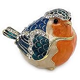 JWT Astyle Robin Bird Hinged Jewelry Box with Stones, Collectible Animal Trinket Box.Rings Earrings Storage Boxes,Bird Figurine Home Decor Gift