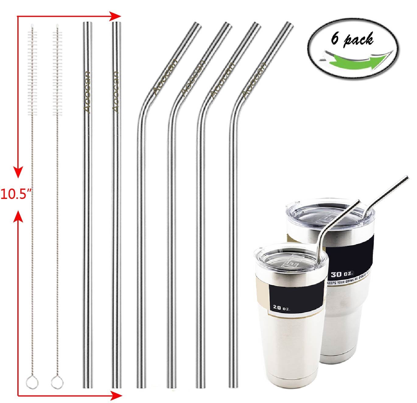 Aoocan 10.5 inch Extra Long Stainless Steel Straws Amazon Lightning