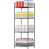 smusei Water Bottle Organizer Rack 4 Tier Free Standing Bottled Water Storage Organizer for Floor, Metal Beverage Soda Can Dispenser Shelf Holder Stand for Kitchen Pantry Office, Black