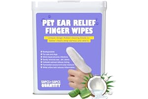 LISVEORY 100Pcs Dog Ear Wipes, Pet Ear Cleaning Finger Wipes for Dogs & Cats, Soft Otic Cleaning Pads, Remove Wax, Dirt & Stop Smelly, Itchy, Non-Irritating Sooths & Deodorizes, Extra Wide Ear Wipes For Dog