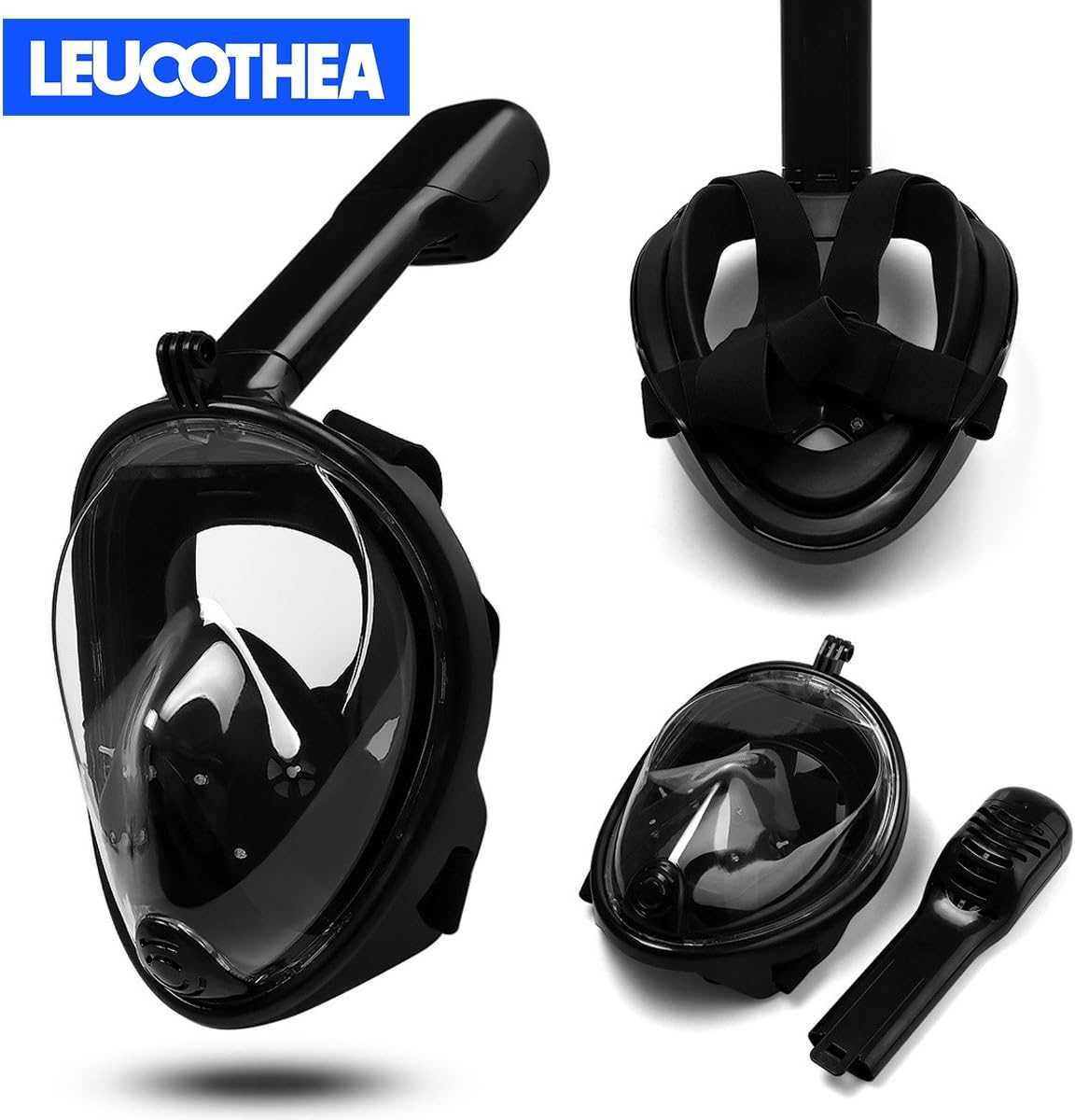 LEUCOTHEA Snorkel Mask Set - Full Face Snorkeling Mask for Kids and Adults with Gopro Camera Mount Longer Tube Easier Breathe - Best Friends