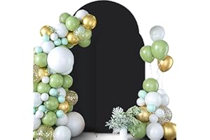 TOPEIGHT Set of 2 Arch Backdrop Cover, High Elastic Wrinkle-Resistant Arch Cover, Spandex Fabric Thick Opaque Round Top Chiara Backdrop Cover for Wedding Birthday Baby Shower Halloween Decor 6FT, 7.2FT, Black