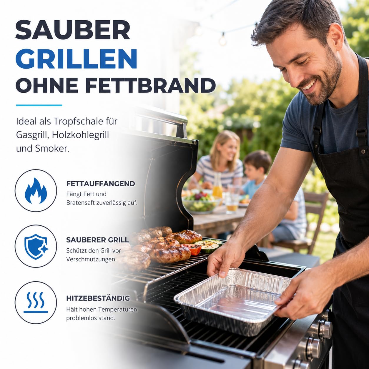 TK Gruppe Timo Klingler 20er Einwegschale 1200 ml aus Aluminium zum Grillen - Aluschale ca. 19x15x4 cm Grillschale - Fettauffangschale Gasgrill 6