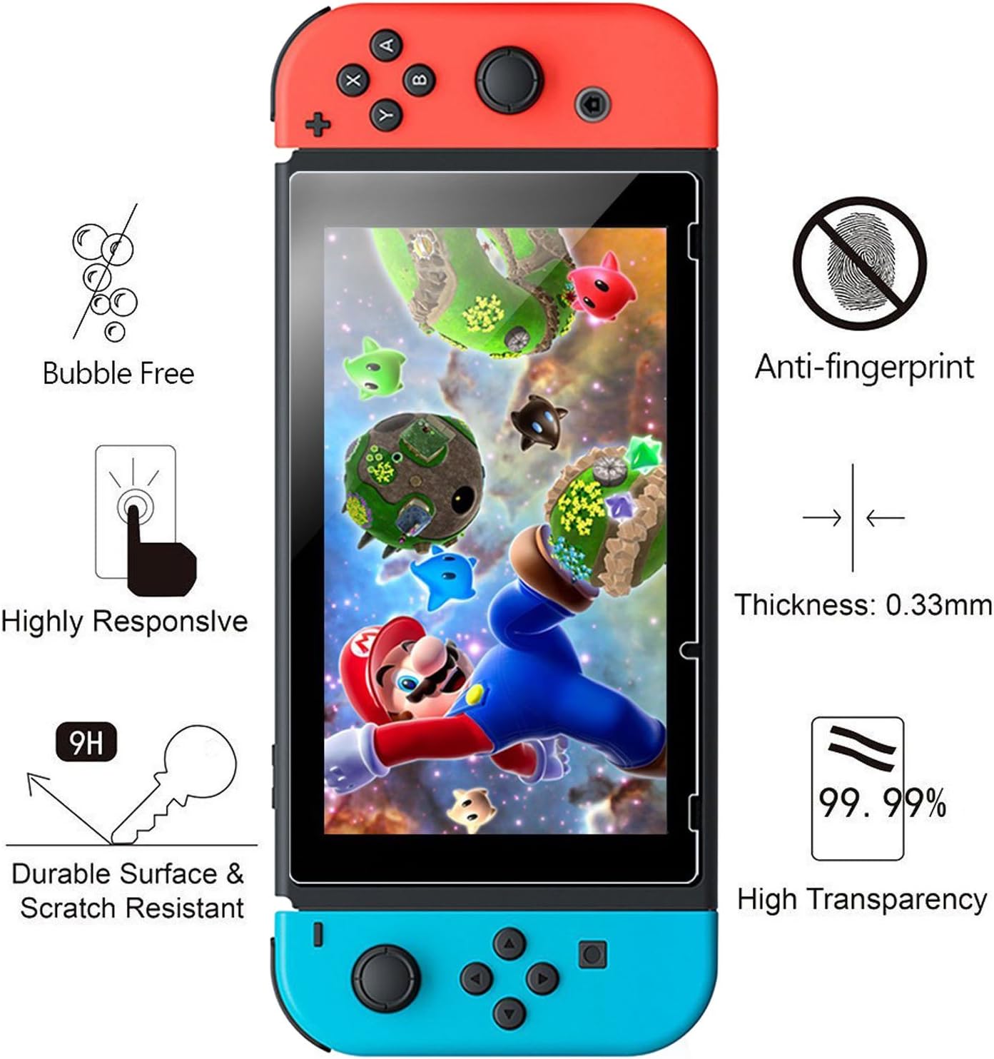 [3 Pack] Screen Protector Tempered Glass for Nintendo Switch, iVoler Transparent HD Clear Anti-Scratch Screen Protector Compatible Nintendo Switch: Electronics
